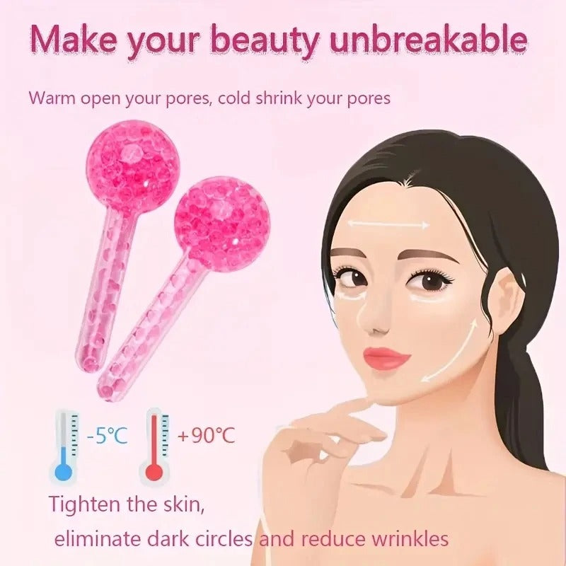 2pcs LCE Ice Globes for Facial Massage – Cooling Face & Eye Roller
