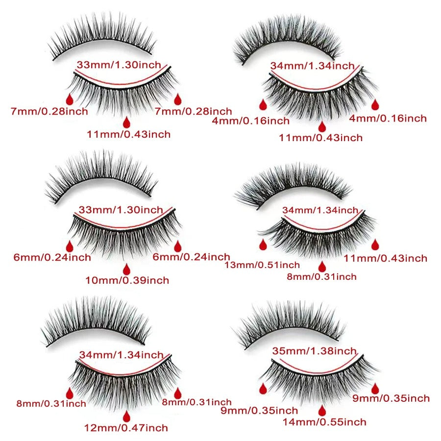 6-Pair Magnetic False Eyelashes with Sticky Eyeliner Pens