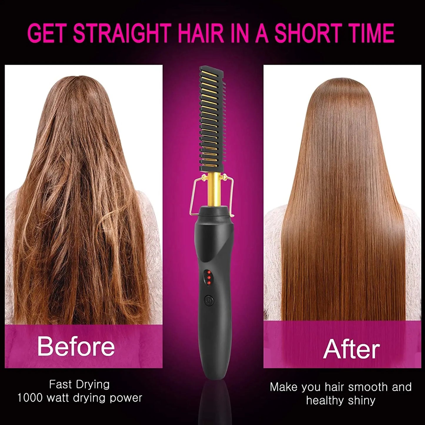 2-in-1 Hot Comb Hair Straightener for Styling