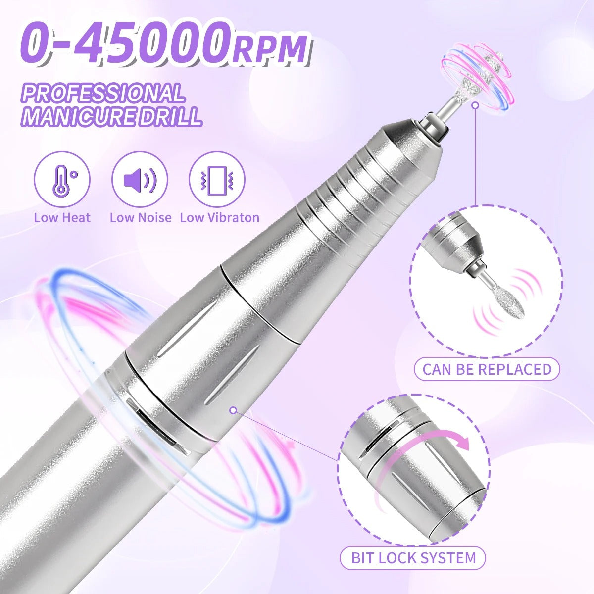 45,000 RPM Rechargeable Nail Drill Machine