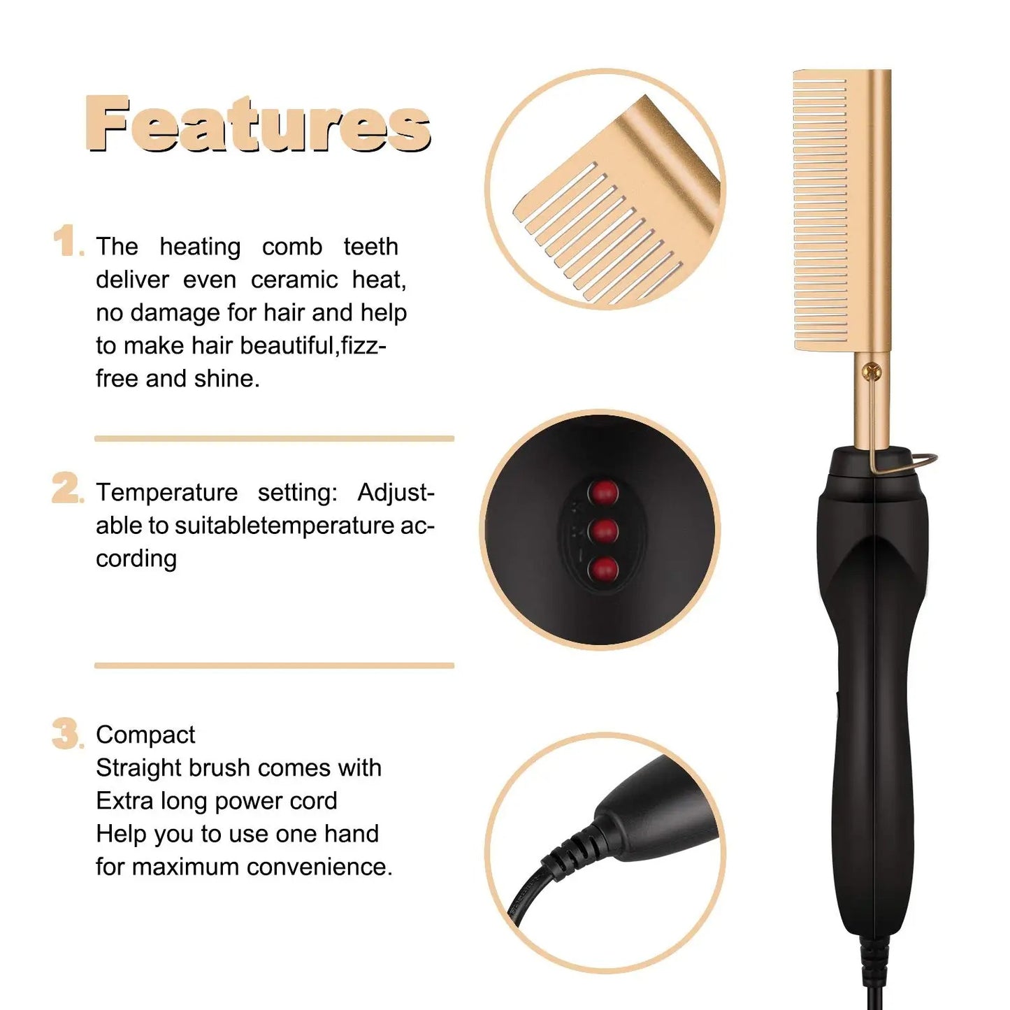 2-in-1 Hot Comb Hair Straightener for Styling