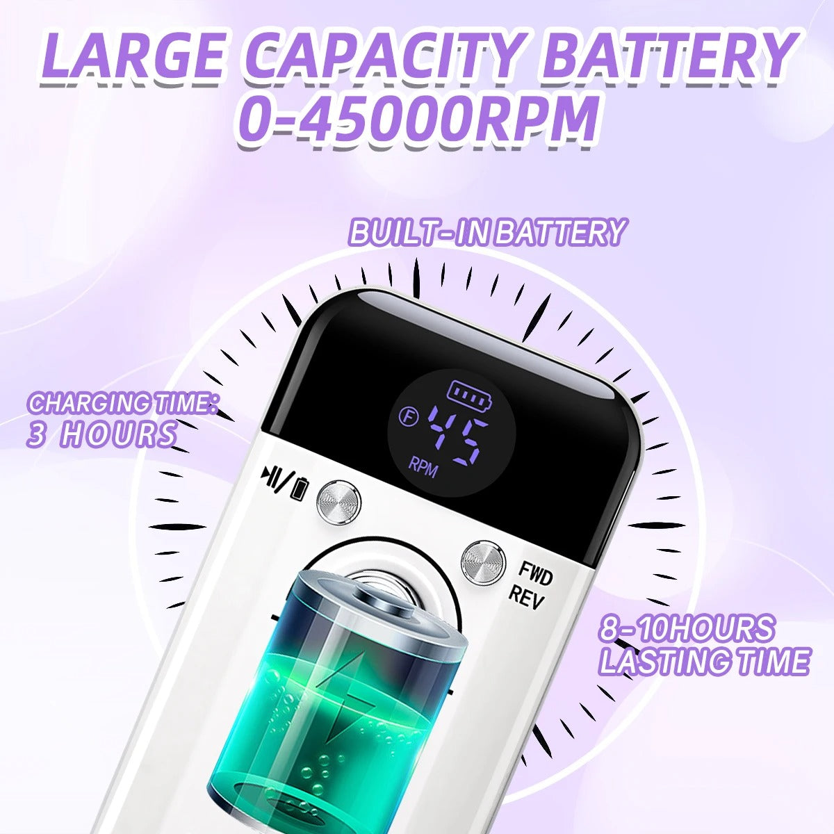 45,000 RPM Rechargeable Nail Drill Machine