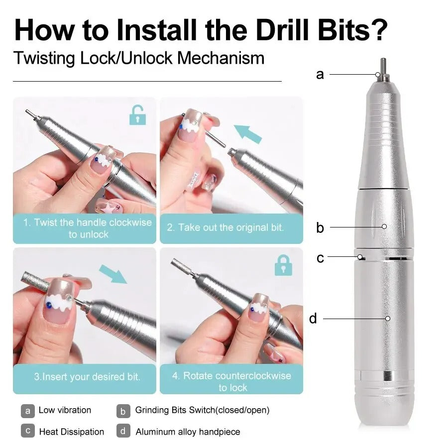 Professional 45000RPM Electric Nail Drill – Rechargeable Manicure Tool