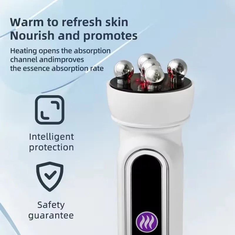 3-in-1 RF Heating EMS Facial Roller Massager – 360° Microcurrent Skin Tightening