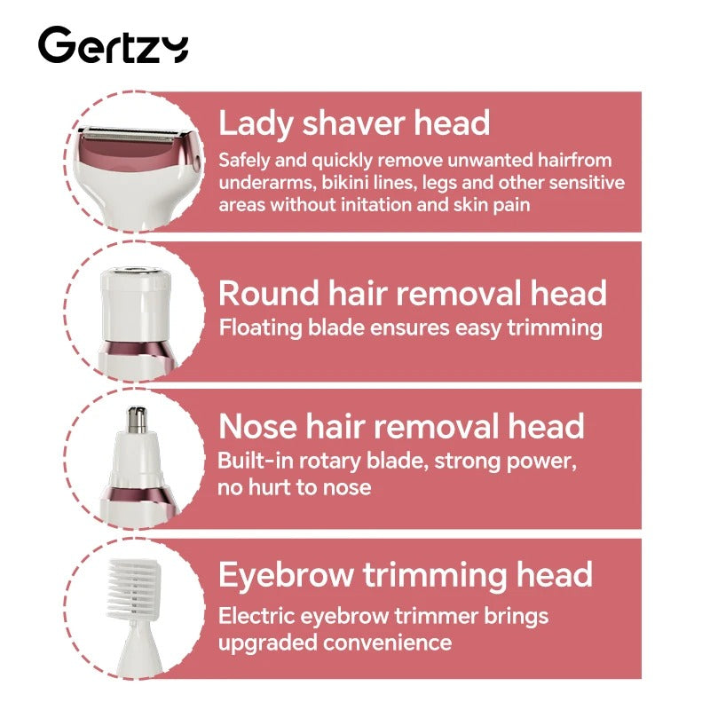 4-in-1 Rechargeable Women’s Electric Razor Wet Dry Trimmer