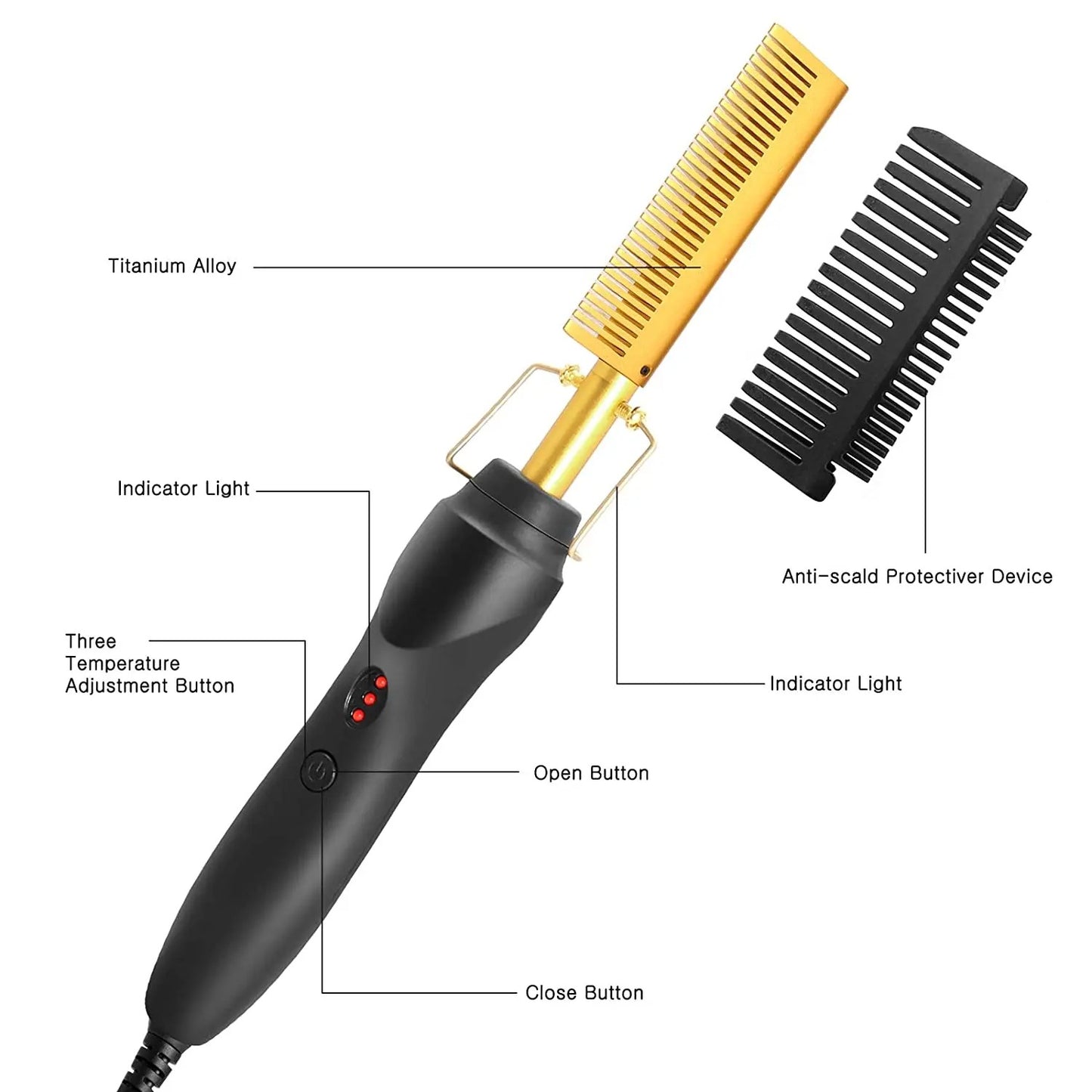 2-in-1 Hot Comb Hair Straightener for Styling