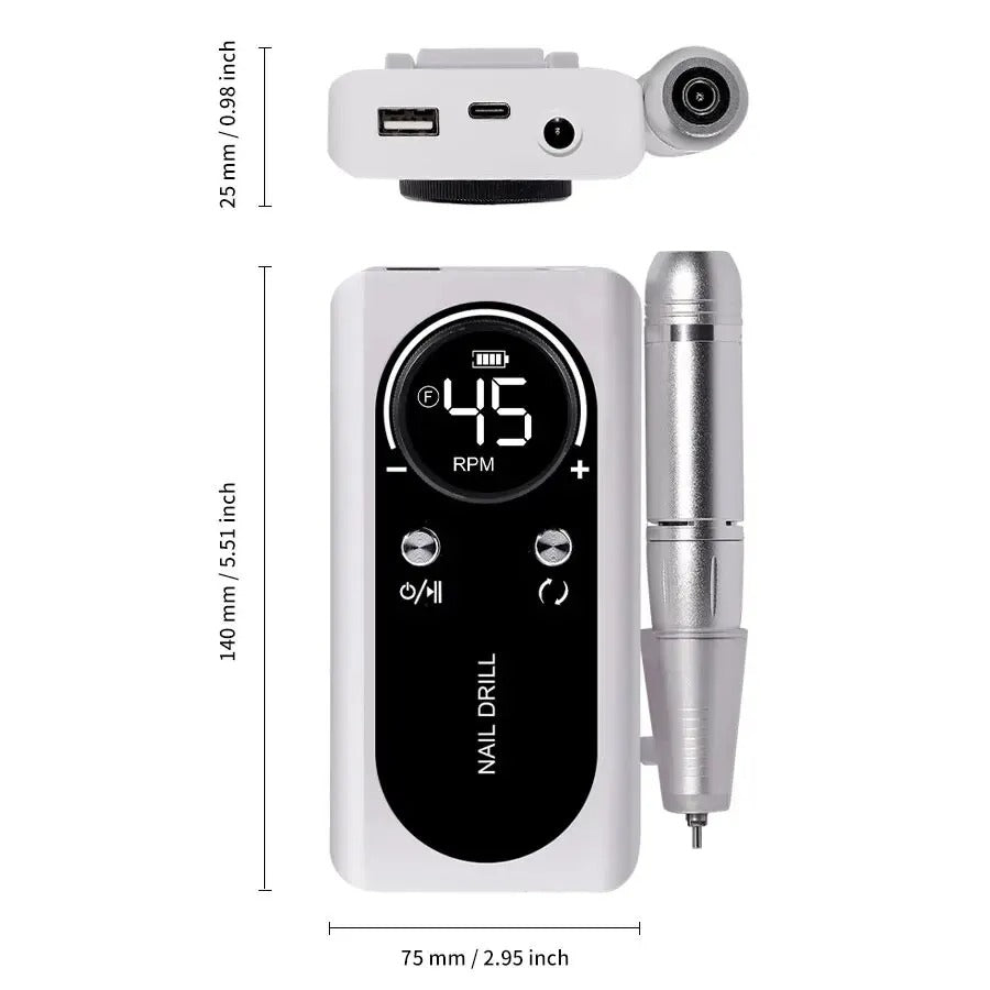 Professional 45000RPM Electric Nail Drill – Rechargeable Manicure Tool