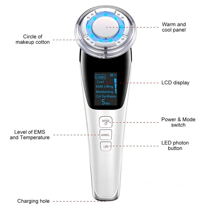 4-in-1 Microcurrent Facial Device with Red & Blue Light