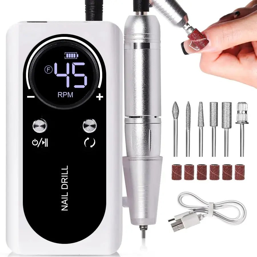 Professional 45000RPM Electric Nail Drill – Rechargeable Manicure Tool