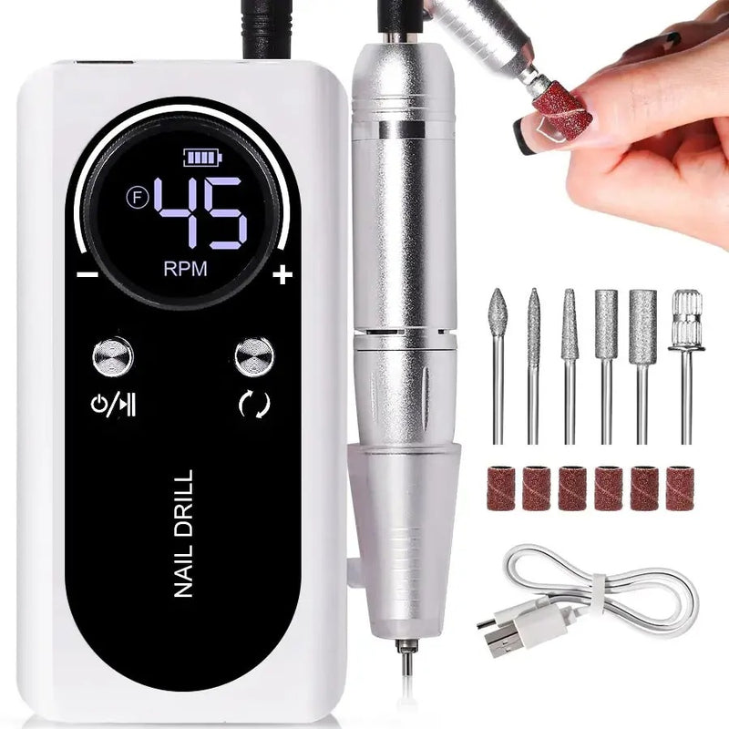 Professional 45000RPM Electric Nail Drill – Rechargeable Manicure Tool