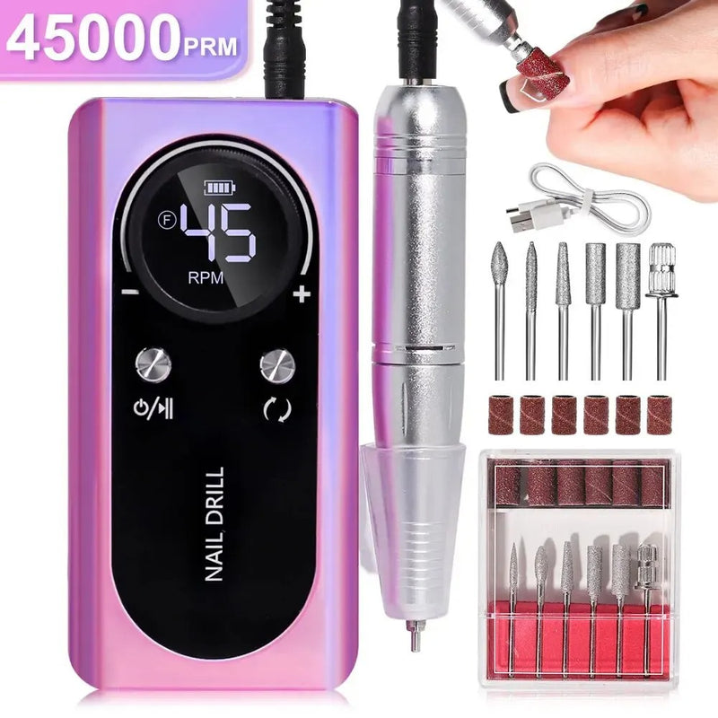 Professional 45000RPM Electric Nail Drill – Rechargeable Manicure Tool
