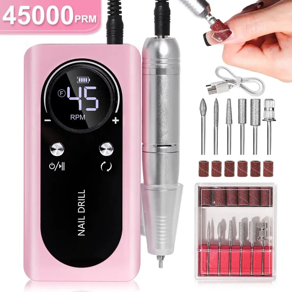 Professional 45000RPM Electric Nail Drill – Rechargeable Manicure Tool