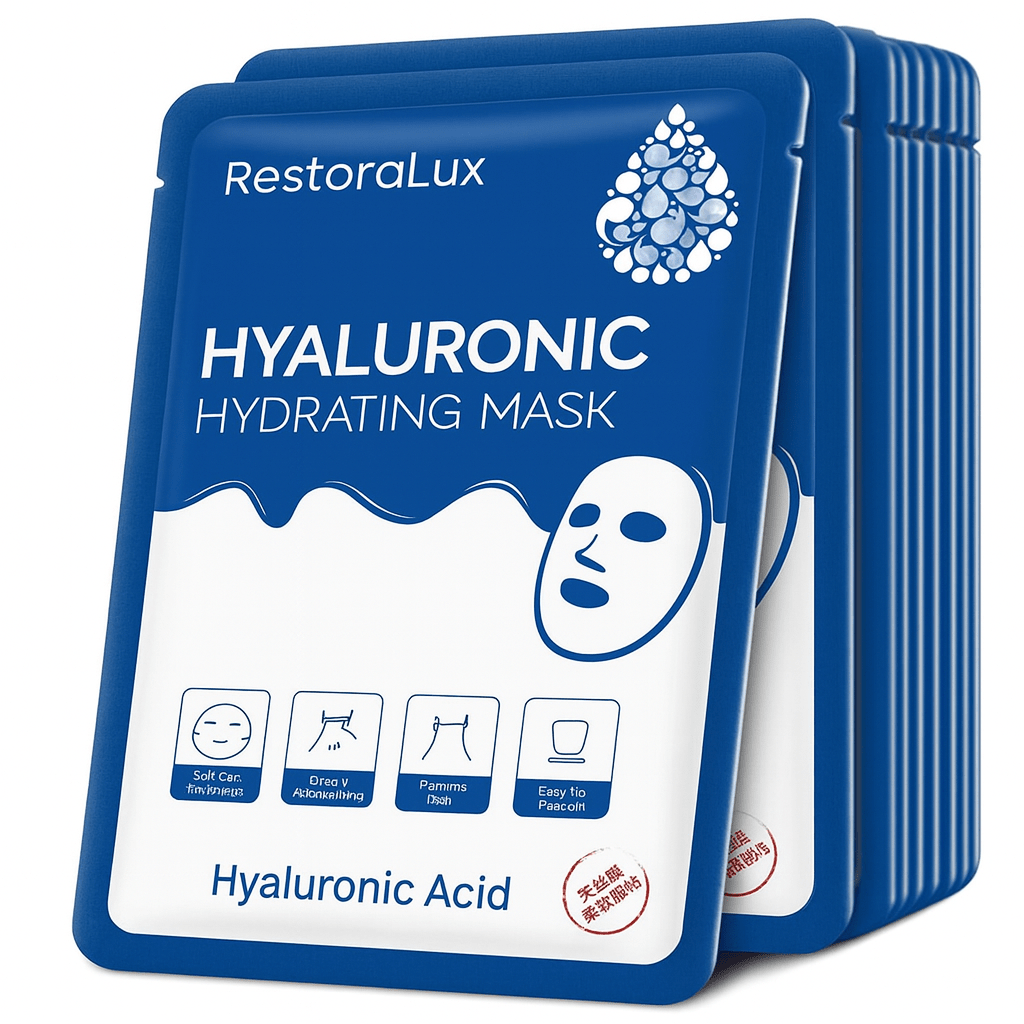 10pcs Hyaluronic Acid Facial Mask – Hydrating & Pore Refining Skincare - RESTORALUX