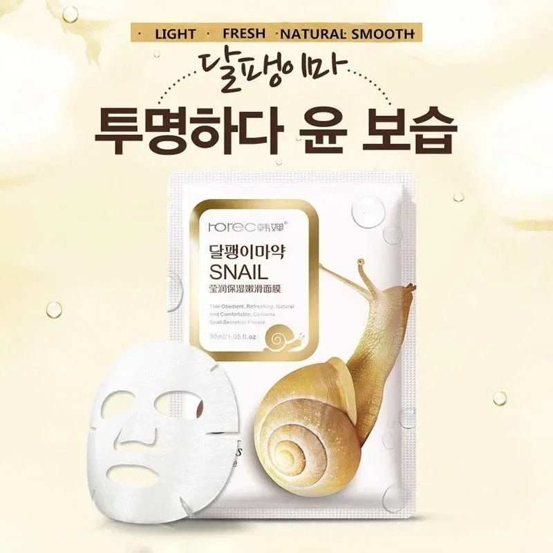 10pcs Snail Moisturizing Face Mask – Hydrating & Oil Control Skincare - RESTORALUX