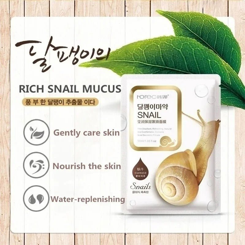 10pcs Snail Moisturizing Face Mask – Hydrating & Oil Control Skincare - RESTORALUX
