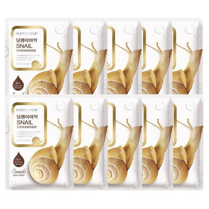 10pcs Snail Moisturizing Face Mask – Hydrating & Oil Control Skincare - RESTORALUX