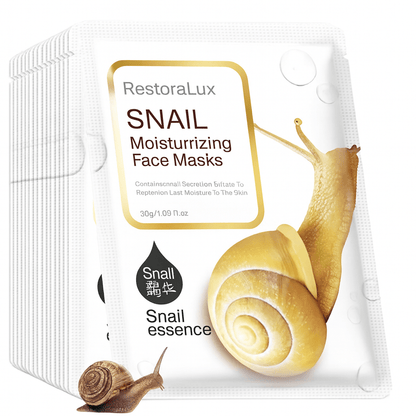 10pcs Snail Moisturizing Face Mask – Hydrating & Oil Control Skincare - RESTORALUX