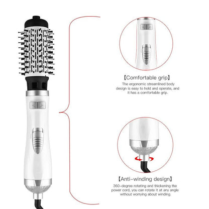 3 - in - 1 Negative Ionic Hot Air Brush Hair Dryer - RESTORALUX