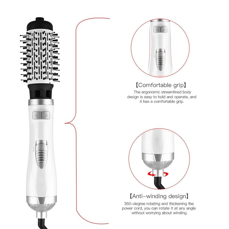 3 - in - 1 Negative Ionic Hot Air Brush Hair Dryer - RESTORALUX