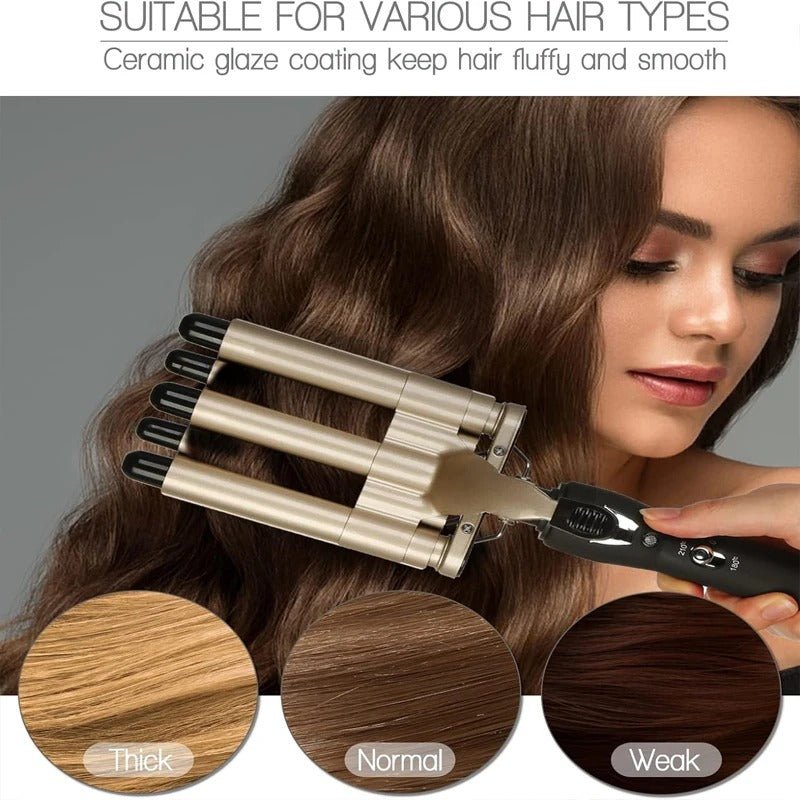 3 in 1 Triple Barrel Hair Waver Curling Iron - RESTORALUX