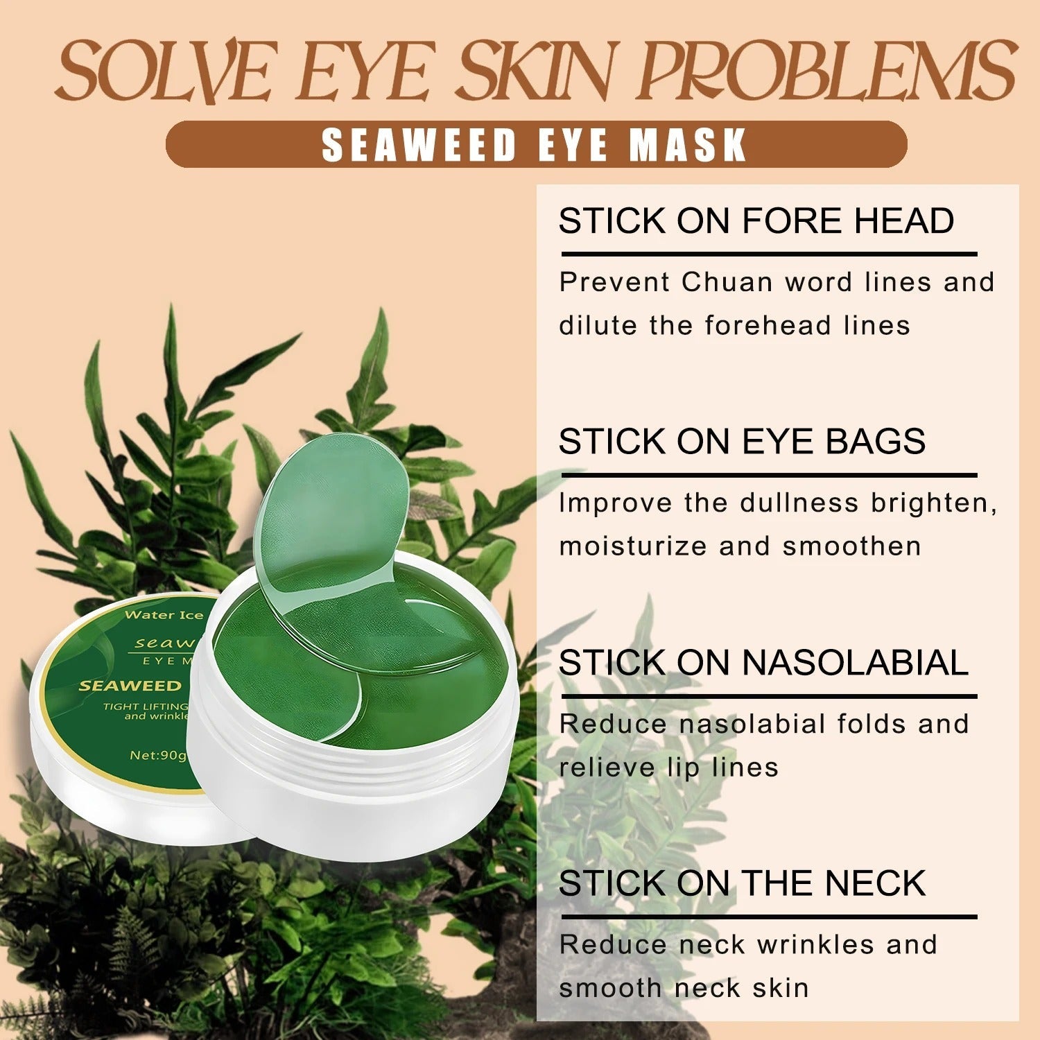 60pcs Seaweed & Hyaluronic Acid Eye Masks – Dark Circle & Puffiness Care - RESTORALUX
