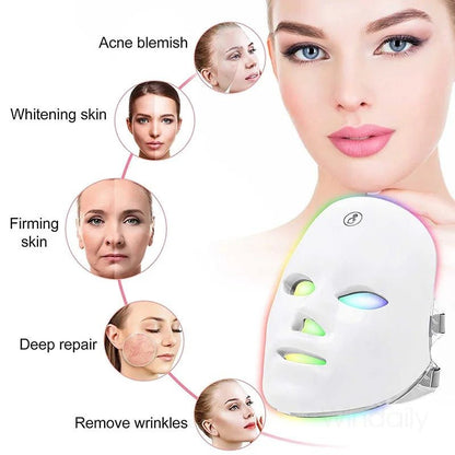 7 Colors Wireless LED Face Mask Anti Aging Skin Therapy - RESTORALUX