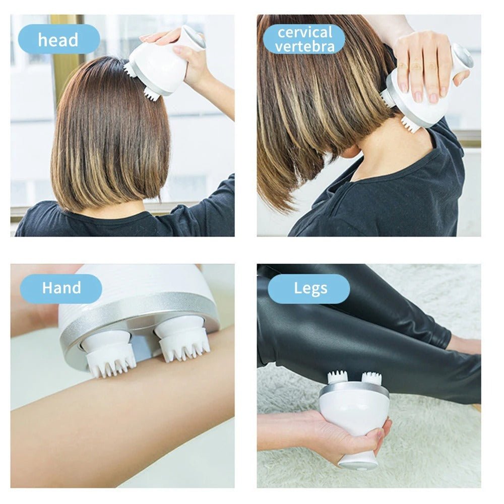 Cordless Electric Scalp Massager with 4 Kneading Massage Nodes - RESTORALUX