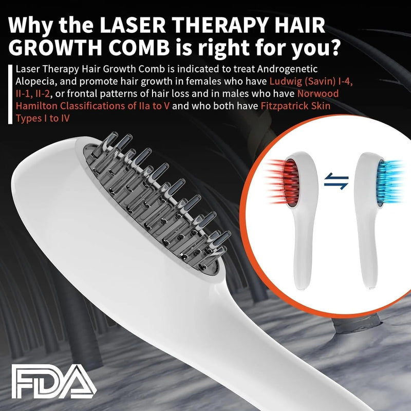 Electric Laser Hair Growth Comb Red Light Therapy Brush - RESTORALUX