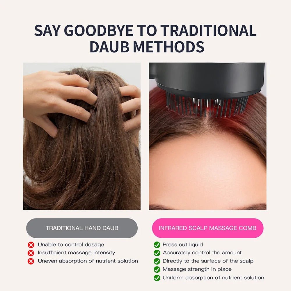 Electric Red Light Scalp Massage Comb Hair Growth Brush - RESTORALUX