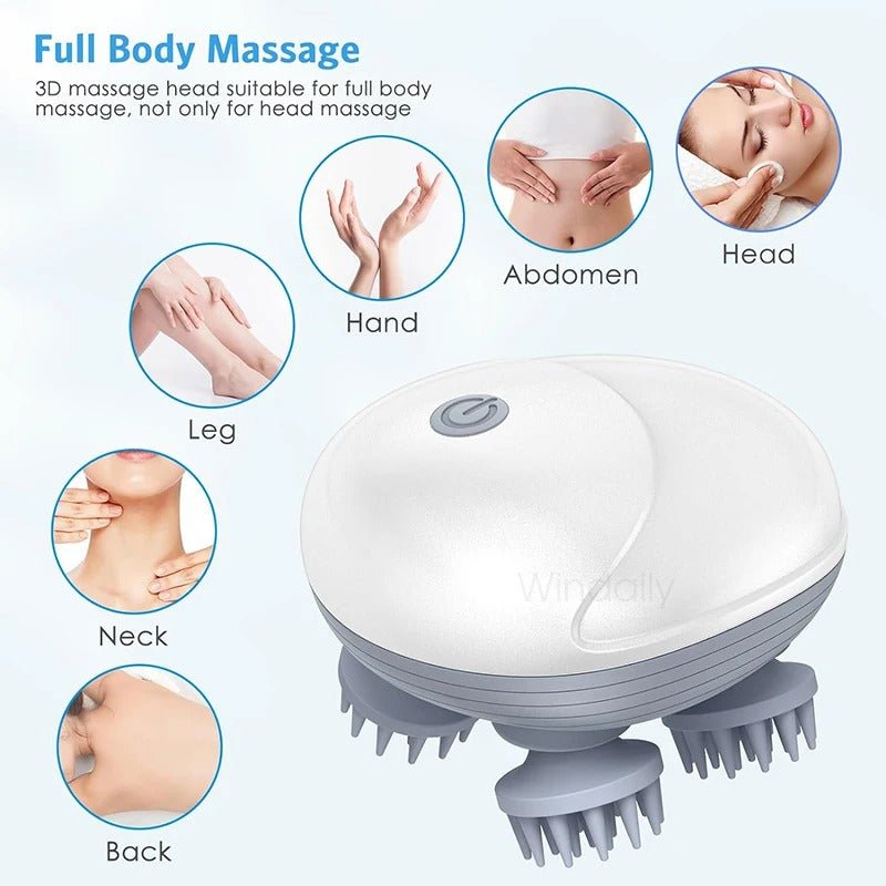 Electric Scalp and Body Massager Kneading Vibrating Relaxation Device - RESTORALUX