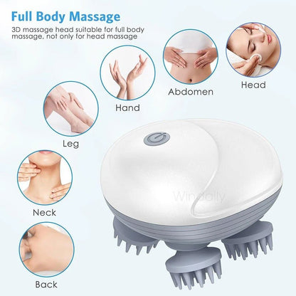Electric Scalp and Body Massager Kneading Vibrating Relaxation Device - RESTORALUX