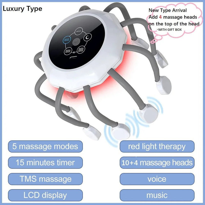 Electric Scalp Massager with Red Light Therapy for Relaxation - RESTORALUX