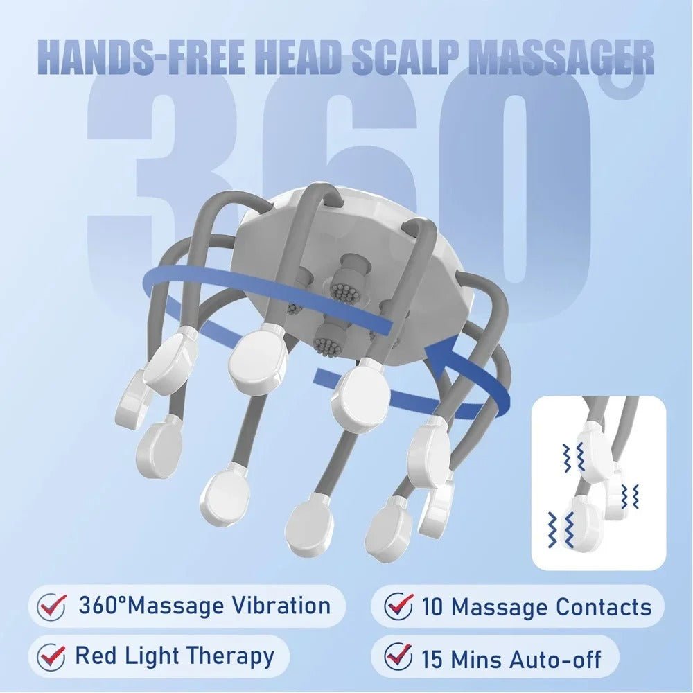 Electric Scalp Massager with Red Light Therapy for Relaxation - RESTORALUX