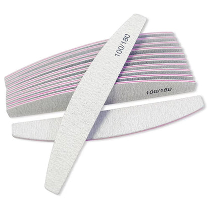 100/180 Grit Half Moon Nail File – Double-Sided Manicure Buffer