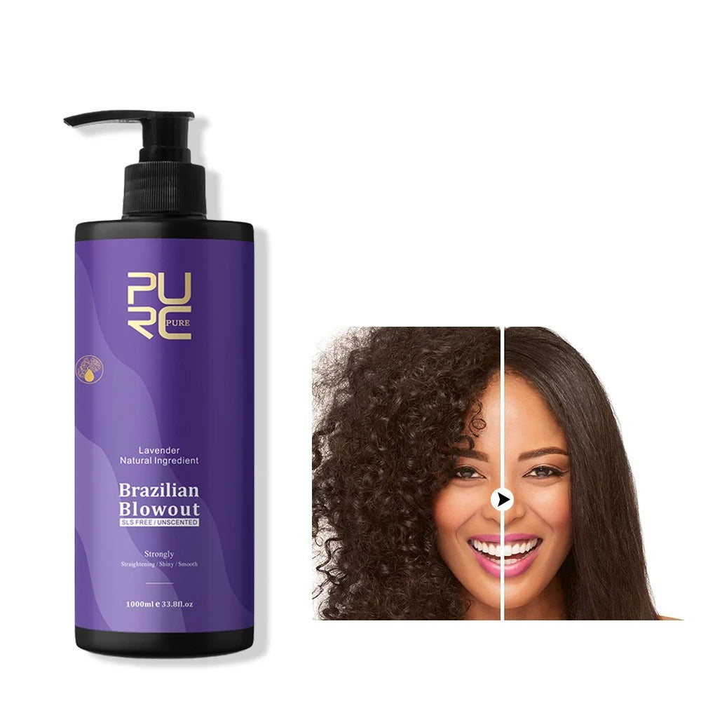 PURC 12% Brazilian Keratin Hair Straightening Treatment – Lavender Smoothing Cream for Curly or Frizzy Hair