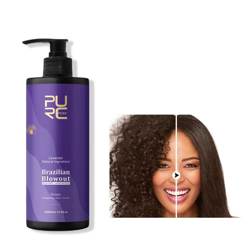 PURC 12% Brazilian Keratin Hair Straightening Treatment – Lavender Smoothing Cream for Curly or Frizzy Hair