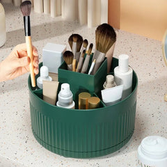360° Rotating Makeup Organizer Box with Brush and Lipstick Holder