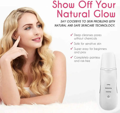 Ultrasonic Facial Skin Scrubber – Deep Pore Cleansing & Blackhead Remover