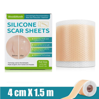 Silicone Scar Sheets Roll – Reusable Self-Adhesive Scar Cover Tape 4cm x 150cm