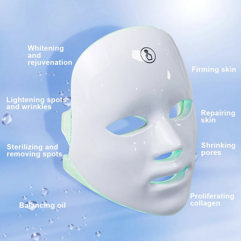7-Color LED Facial Mask for Acne, Wrinkle Removal & Skin Rejuvenation – Photon Light Therapy Mask