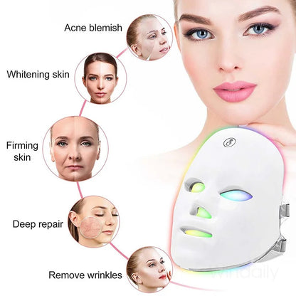 7 Colors Wireless LED Face Mask Anti Aging Skin Therapy