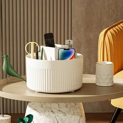 360° Rotating Makeup Organizer Box with Brush and Lipstick Holder