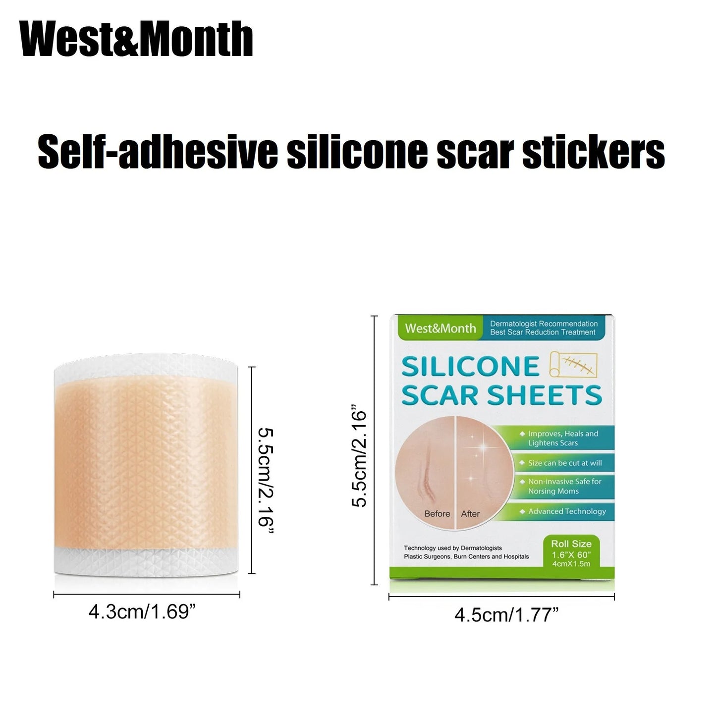 Silicone Scar Sheets Roll – Reusable Self-Adhesive Scar Cover Tape 4cm x 150cm