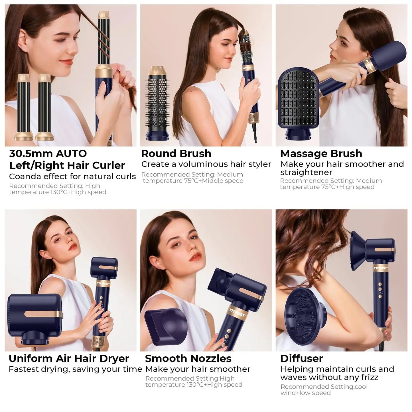 7-in-1 Brushless High Speed Hair Dryer with Diffuser