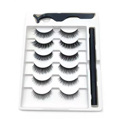 6-Pair Magnetic False Eyelashes with Sticky Eyeliner Pens