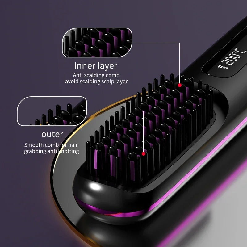 Wireless Ceramic Hair Straightening Comb