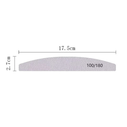 100/180 Grit Half Moon Nail File – Double-Sided Manicure Buffer