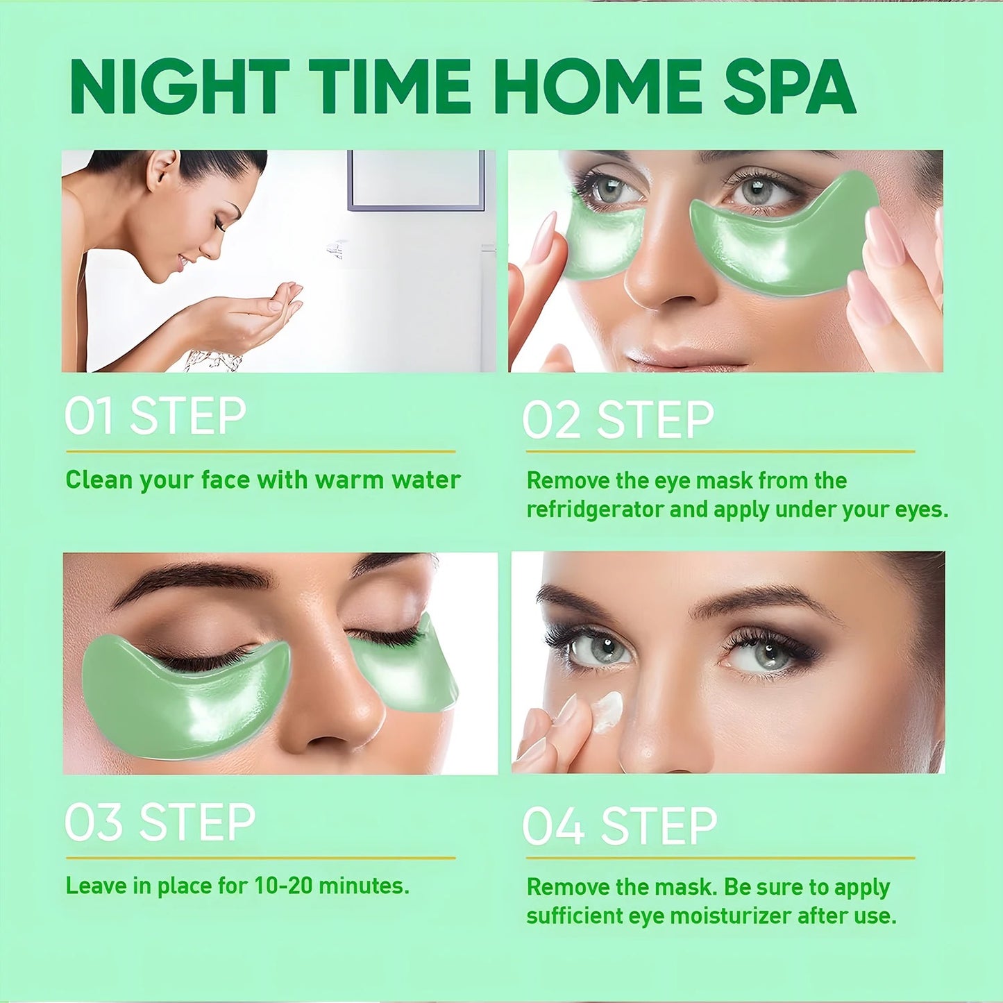 60pcs Seaweed & Hyaluronic Acid Eye Masks – Dark Circle & Puffiness Care