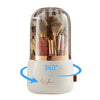 360° Rotating Makeup Brush Organizer with Dustproof Lid Holder
