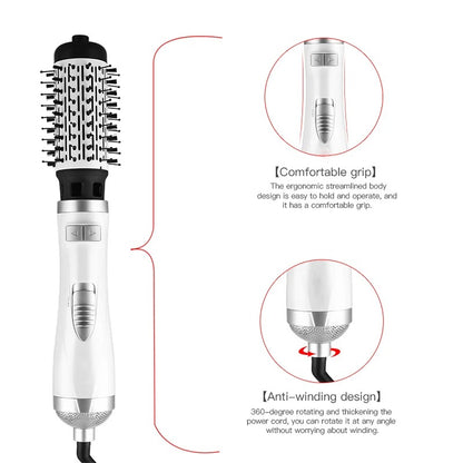 3-in-1 Negative Ionic Hot Air Brush Hair Dryer